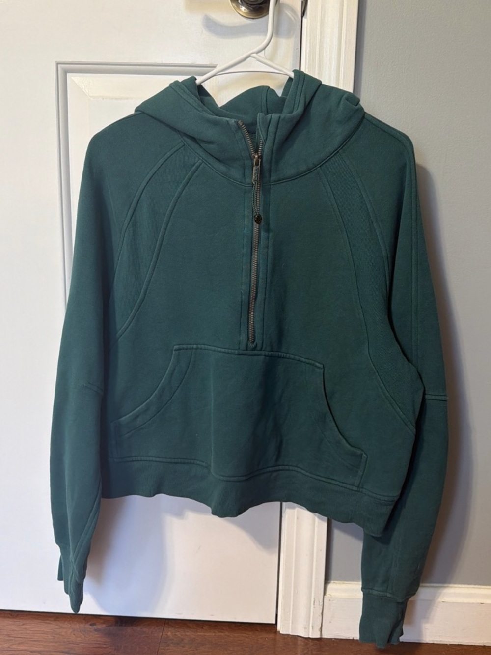 lululemon athletica Cropped 1/2 Zip Scuba Deep Green Half-Zip Hoodie